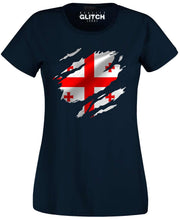 Reality Glitch Torn Georgia Flag Womens T-Shirt