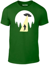 Men's Bottle Green T-shirt With a sasquatch and spaceship Printed Design