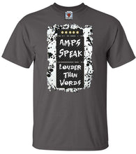 Men's Charcoal T-Shirt With a Amps Speak Louder Than Words Slogan Printed Design