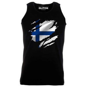 Reality Glitch Torn Finland Flag Mens Vest