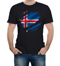 Reality Glitch Torn Iceland Flag Mens T-Shirt