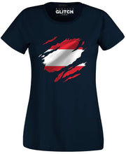 Reality Glitch Torn Austria Flag Womens T-Shirt