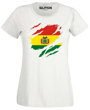 Reality Glitch Torn Bolivia Flag Womens T-Shirt