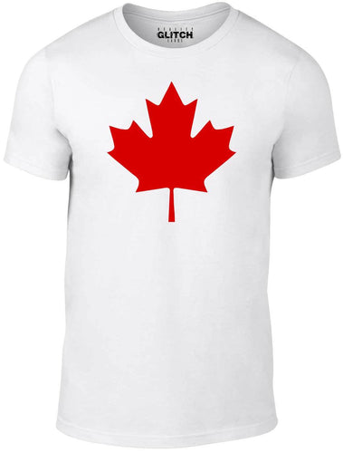 Men's White T-Shirt With a  Canada Supporter flag Printed Design