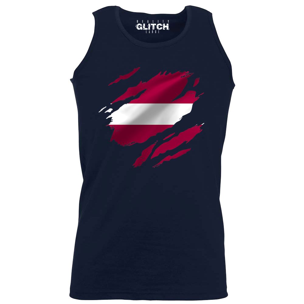 Reality Glitch Torn Latvia Flag Mens Vest