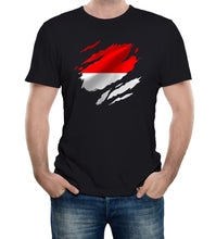 Reality Glitch Torn Monaco Flag Mens T-Shirt