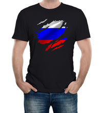 Reality Glitch Torn Russia Flag Mens T-Shirt