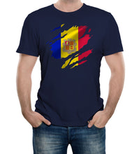 Reality Glitch Torn Andorra Flag Mens T-Shirt