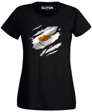 Reality Glitch Torn Cyprus Flag Womens T-Shirt