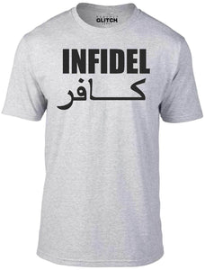 Men's Grey T-Shirt With a Infidel slogan Printed Design