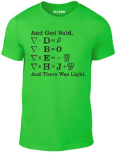 Men's Irish Green T-Shirt With a And God Said..... And There Was Light mathmatical equation Printed Design