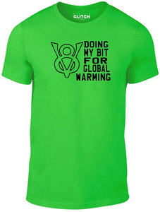 Men's Green T-shirt With a V8 engine Printed Design