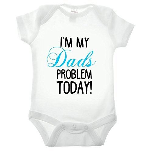 I'm My Dads Problem Short Sleeve Blue Text Babygrow