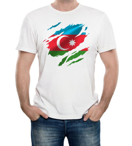 Reality Glitch Torn Azerbaijan Flag Mens T-Shirt