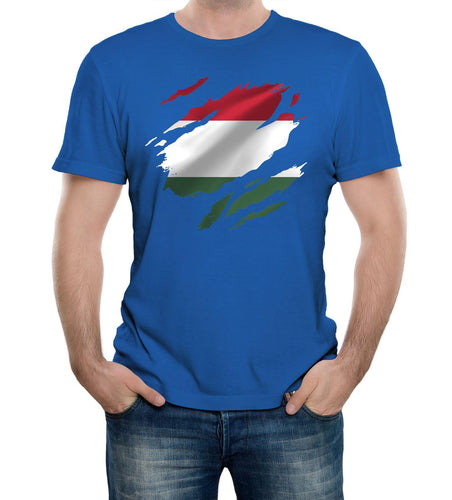 Reality Glitch Torn Hungary Flag Mens T-Shirt