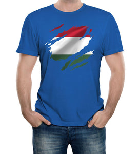 Reality Glitch Torn Hungary Flag Mens T-Shirt