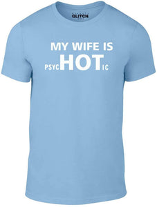 Men's Sky Blue T-shirt With a funny wife Printed Design
