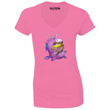 Reality Glitch Unicorn Frog Suit Womens T-Shirt - V-Neck