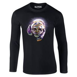 Reality Glitch Space Tiger Mens T-Shirt - Long Sleeve