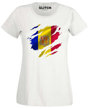Reality Glitch Torn Andorra Flag Womens T-Shirt