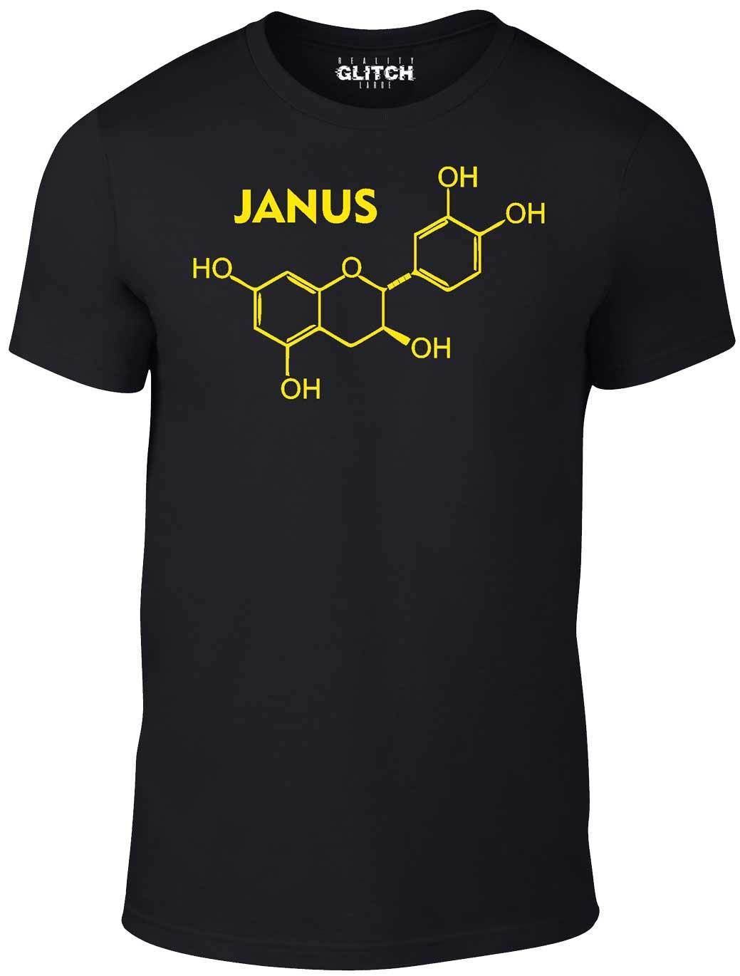 Men's Black T-Shirt With a Janus Molecule Printed Design
