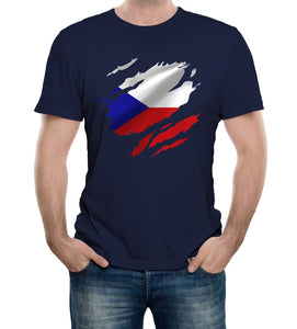 Reality Glitch Torn Czech Republic Flag Mens T-Shirt