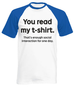 Men's White/Royal Blue T-shirt With a funny slogan Printed Design