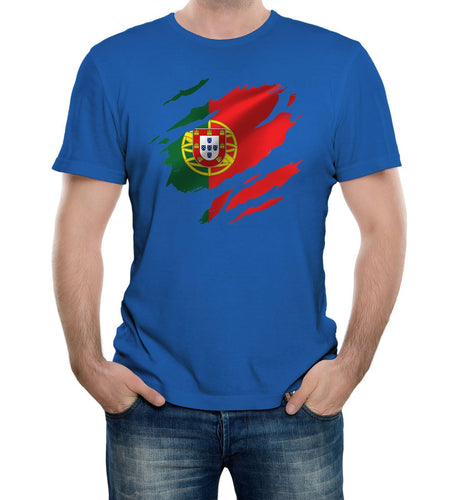 Reality Glitch Torn Portugal Flag Mens T-Shirt