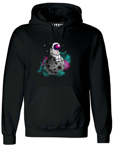 Reality Glitch Spaceman Moon Mens Hoodie