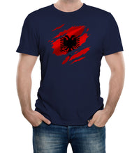 Reality Glitch Torn Albania Flag Mens T-Shirt