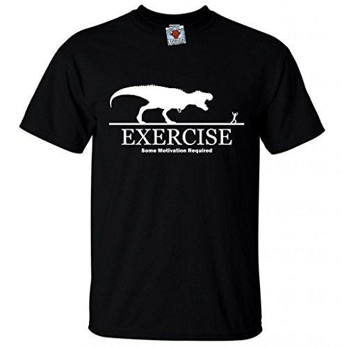 Men's black T-Shirt With a  Exercise; Some Motivation Required  Printed Design
