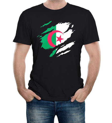 Reality Glitch Torn Algeria Flag Mens T-Shirt