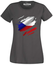 Reality Glitch Torn Czech Republic Flag Womens T-Shirt