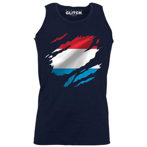 Reality Glitch Torn Luxembourg Flag Mens Vest