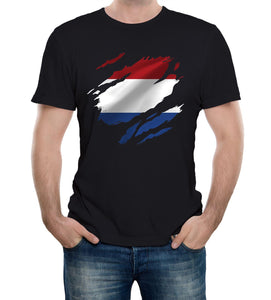 Reality Glitch Torn Netherlands Flag Mens T-Shirt