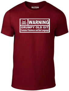 Men's Burgundy T-shirt With a Funny old man slogan Printed Design