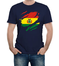 Reality Glitch Torn Bolivia Flag Mens T-Shirt