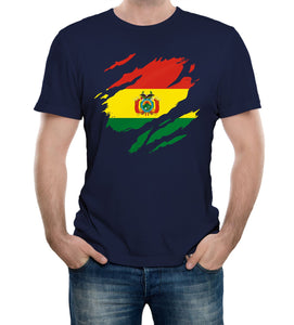 Reality Glitch Torn Bolivia Flag Mens T-Shirt