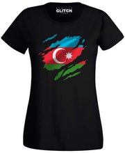 Reality Glitch Torn Azerbaijan Flag Womens T-Shirt