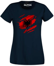 Reality Glitch Torn Albania Flag Womens T-Shirt
