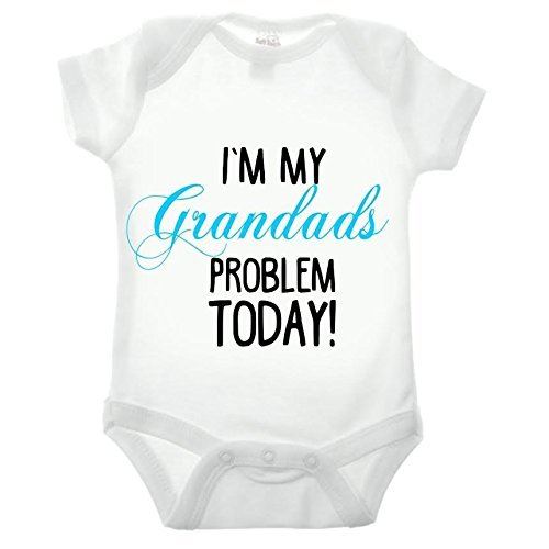 I'm My Grandads Problem Short Sleeve Blue Text Babygrow