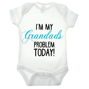 I'm My Grandads Problem Short Sleeve Blue Text Babygrow