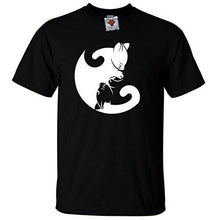 Men's black T-Shirt With a Cat Ying Yang  Printed Design
