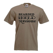 Men's sand T-Shirt With a Bearded, Inked & Awesome Slogan Printed Design