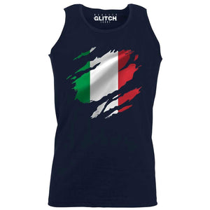 Reality Glitch Torn Italy Flag Mens Vest