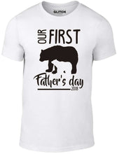 Men's White T-Shirt With a  First Fathers Day Bear Design  Printed Design