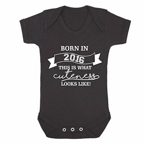 Cutness Looks Like 2016 Black Short Sleeve Babygrow