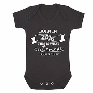 Cutness Looks Like 2016 Black Short Sleeve Babygrow