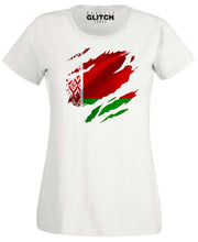 Reality Glitch Torn Belarus Flag Womens T-Shirt
