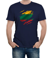 Reality Glitch Torn Lithuania Flag Mens T-Shirt